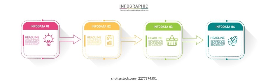 Business option infographic template. Minimal step workflow number icon presentations. Timeline diagram object vector.