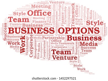 Business Options word cloud. Collage made with text only.