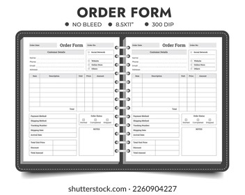 Business Order Logbook, Custom Order Form, Order Tracker, Printable Order Form Page