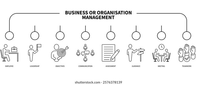 Business or organisation management banner web icon vector illustration concept