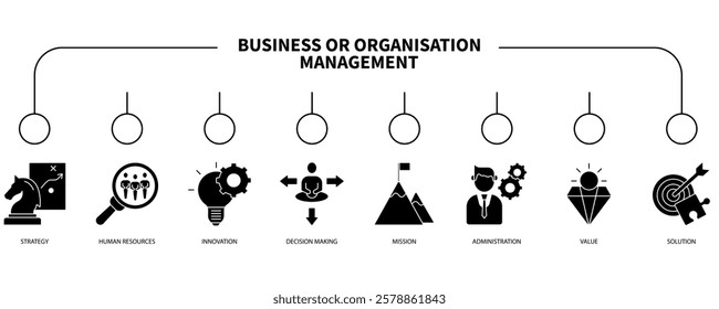 Business or organisation management banner web icon vector illustration concept