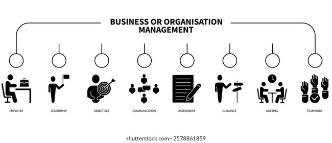 Business or organisation management banner web icon vector illustration concept