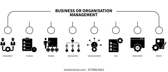 Business or organisation management banner web icon vector illustration concept