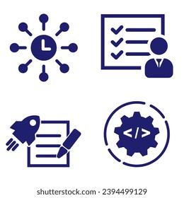 Business or organisation management icon. Containing manager, teamwork, strategy, marketing, business, planning, training, employee icon. Solid icon vector collection. Eps 10. SET.