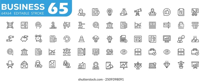 Business or organisation management icon set. Containing manager, teamwork, strategy, marketing, business, planning, training, employee icons. Solid icons vector collection.
