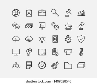 Business and organization icons set. Business intelligence icons set. Icons for business, management, finance and strategy.