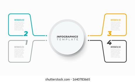 Business Organization Infographic thin line elements with 4 number options, steps or processes. Vector illustration.