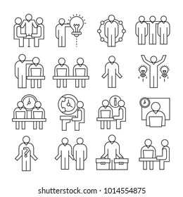 business and organization management icons, line theme