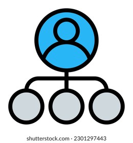 Símbolo de icono de línea simple de estructura de organización de negocios