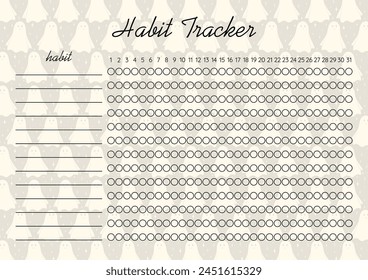 Business organizer paper sheet. Habit tracker planner worksheet Halloween template