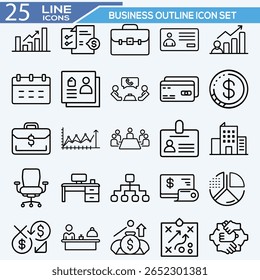 Business esboço ícone definir Moderno Linha Ícones para Finanças, Escritório, Marketing e Gestão