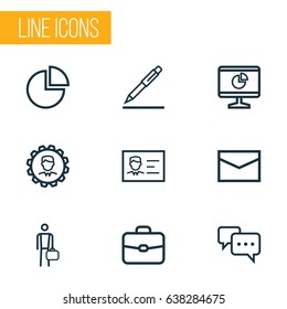 Business Outline Icons Set. Collection Of Conversation, Manager, Mail And Other Elements. Also Includes Symbols Such As Card, Work, Message.