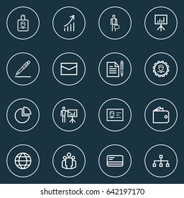 Business Outline Icons Set. Collection Of Mail, Whiteboard, Agreement And Other Elements. Also Includes Symbols Such As Contract, Unity, Letter.