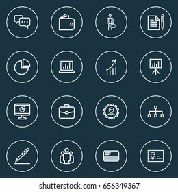 Business Outline Icons Set. Collection Of Structure, Growing Chart, Team And Other Elements. Also Includes Symbols Such As Id, Increase, Contract.