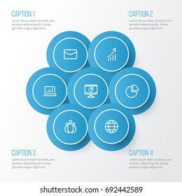 Business Outline Icons Set. Collection Of Mail, Analytics, Circle Graph And Other Elements. Also Includes Symbols Such As World, Unity, Group.