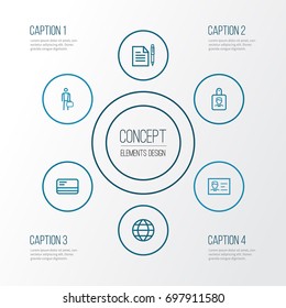 Business Outline Icons Set. Collection Of Bank Card, Global, Agreement And Other Elements. Also Includes Symbols Such As Businessman, Identification, Badge.