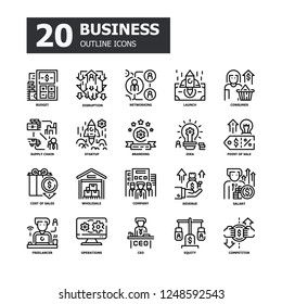 Business Outline icons.Business and Finance Concept Thin line icons.