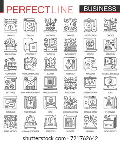 Business outline mini concept symbols. Finance modern stroke linear style illustrations set. Perfect thin line icons.