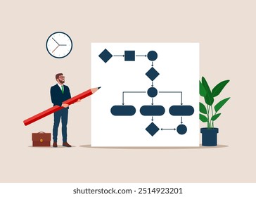 Esquema de negocio para paso a paso. Ilustración vectorial moderna en estilo plano.