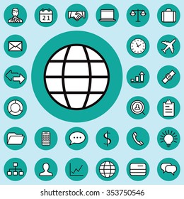 Business outline, thin, flat, digital icon set for web and mobile
