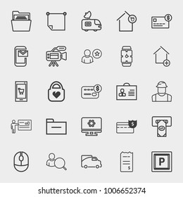 Business outline vector icon set on light gray background