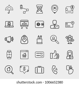 Business outline vector icon set on light gray background