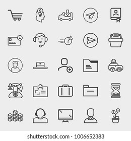 Business outline vector icon set on light gray background