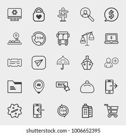 Business outline vector icon set on light gray background