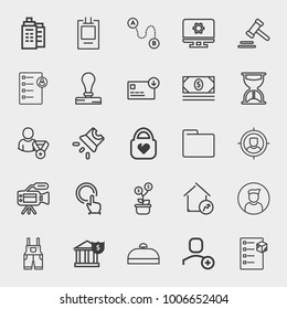 Business outline vector icon set on light gray background