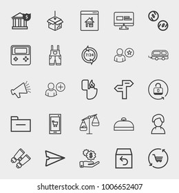 Business outline vector icon set on light gray background
