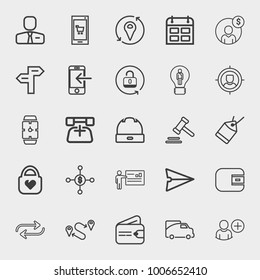 Business outline vector icon set on light gray background