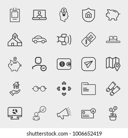 Business outline vector icon set on light gray background
