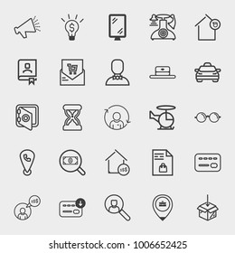Business outline vector icon set on light gray background