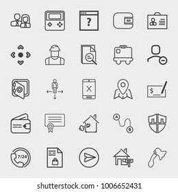 Business outline vector icon set on light gray background
