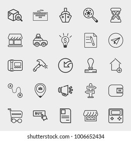 Business outline vector icon set on light gray background