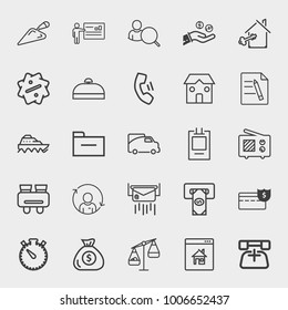Business outline vector icon set on light gray background