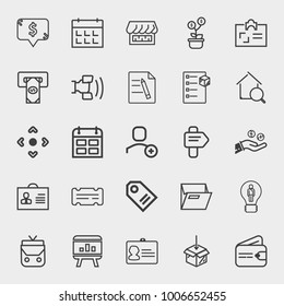 Business outline vector icon set on light gray background