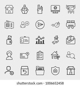 Business outline vector icon set on light gray background