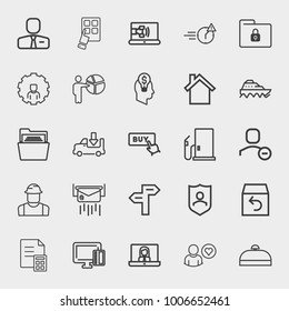 Business outline vector icon set on light gray background
