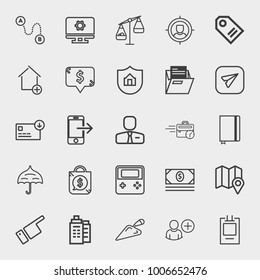 Business outline vector icon set on light gray background