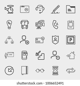Business outline vector icon set on light gray background