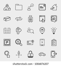 Business outline vector icon set on light gray background