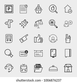 Business outline vector icon set on light gray background