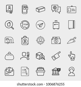 Business outline vector icon set on light gray background