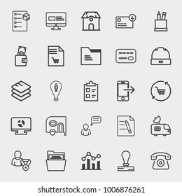 Business outline vector icon set on light gray background