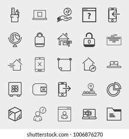 Business outline vector icon set on light gray background
