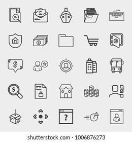 Business outline vector icon set on light gray background