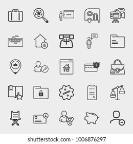 Business outline vector icon set on light gray background