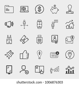 Business outline vector icon set on light gray background