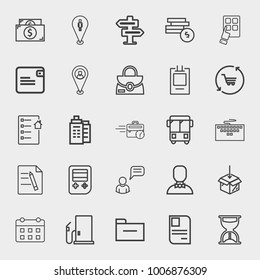 Business outline vector icon set on light gray background